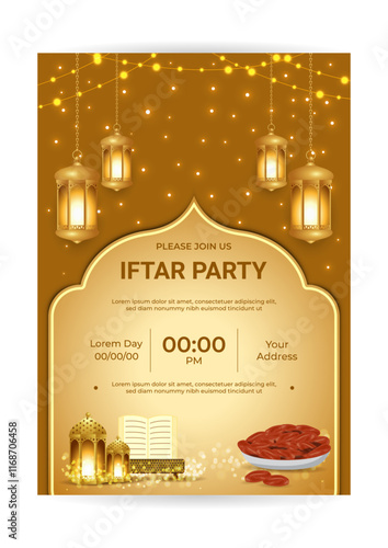 Vector illustration of Iftar Party social media template