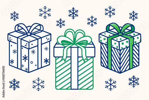 Festive red gift boxes with colorful ribbons and bows, perfect for Christmas presents or birthday surprises