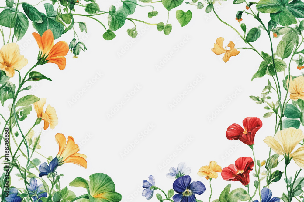 Fototapeta premium Elegant wedding invitation card background vector. Minimal hand painted watercolor botanical flowers texture template background. Design for wedding, vip cover, poster, rsvp moderncard.Valentine's Day