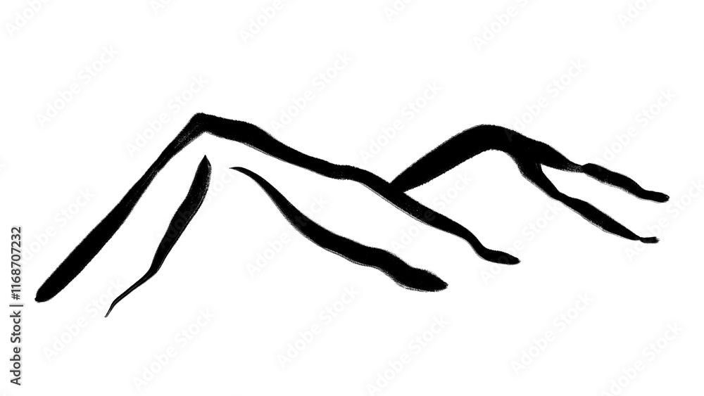 Obraz premium Mountain png sticker, ink brush design on transparent background