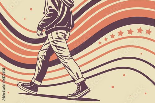 Man walking and Striped Dresses Dancing Silhouettes