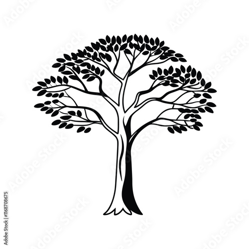 black and white graphic of a tree