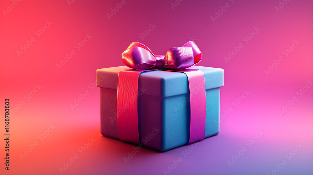 Fototapeta premium Simple Gift Box Illustration with Elegant Ribbon and Festive Design in Vibrant Colors