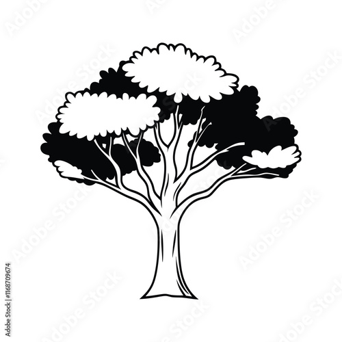 black and white graphic of a tree