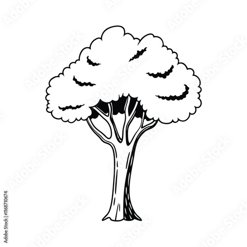 black and white graphic of a tree
