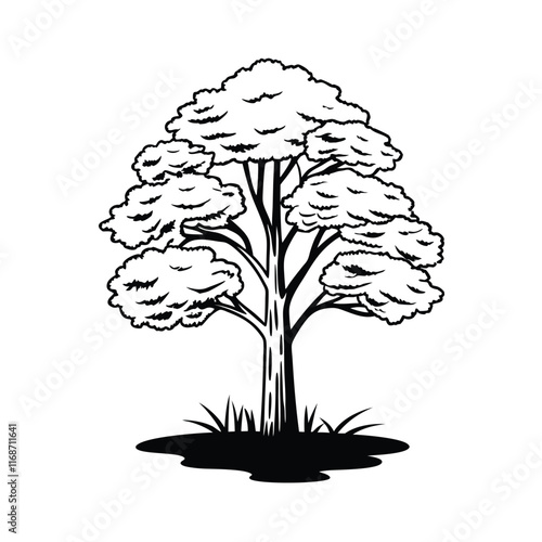 black and white graphic of a tree