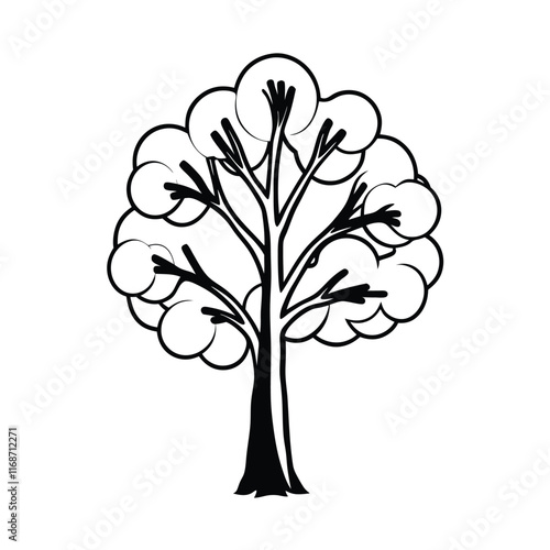 black and white graphic of a tree
