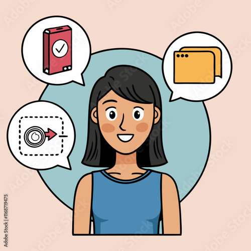 Empowering Conversations on Contraception, Young Woman Promotes Safe Choices with Speech Bubble Illustrations