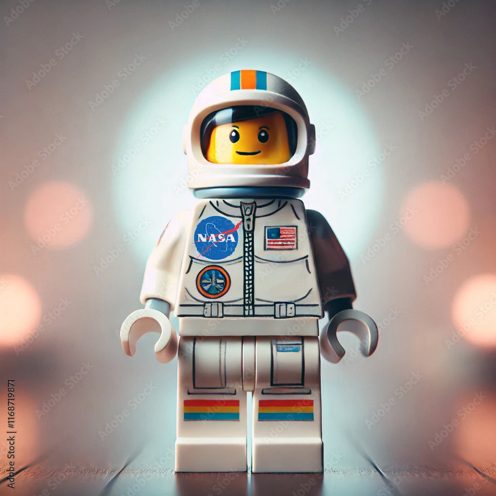 Naklejka premium Lego astronaut retro version 80s, generated with artificial intelligence