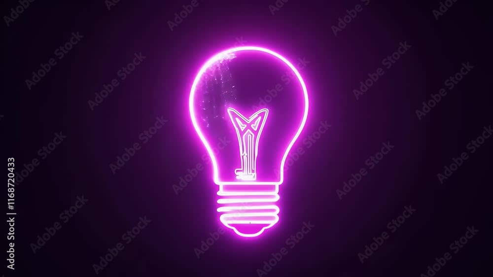 vibrant neon animation featuring glowing light bulb symbolizing creativity innovation set sleek black background 4K motion vibrant neon animation featuring glowing light bulb symbolizing creativity innovation set sleek black background 4K motion