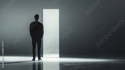 Young man in front of the mirror