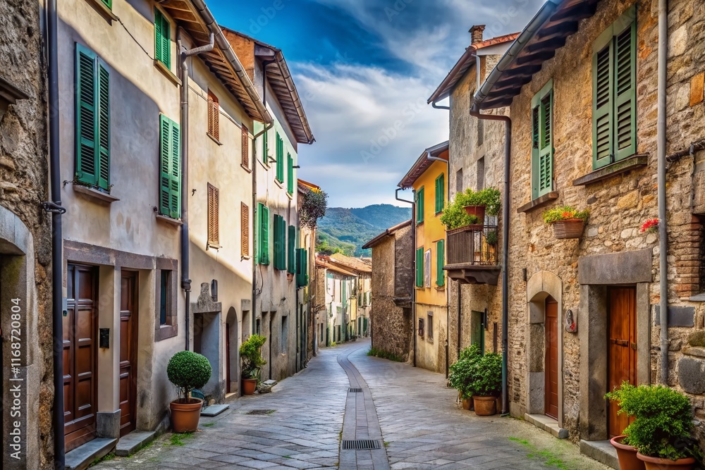 Obraz premium Deserted Streets of Virgoletta, Villafranca Lunigiana, Tuscany, Italy During Coronavirus Lockdown