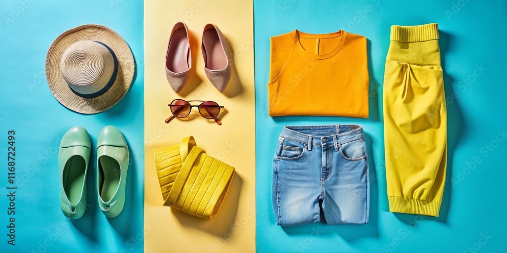 Long Shadow Fashion Photography: Day & Night Minimalist Flatlay Long Shadow Fashion Photography: Day & Night Minimalist Flatlay