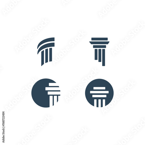 Pillar icons set, Antique Column vector design illustration.