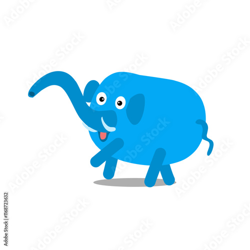 Cute cartoon of an elephant in blue photo