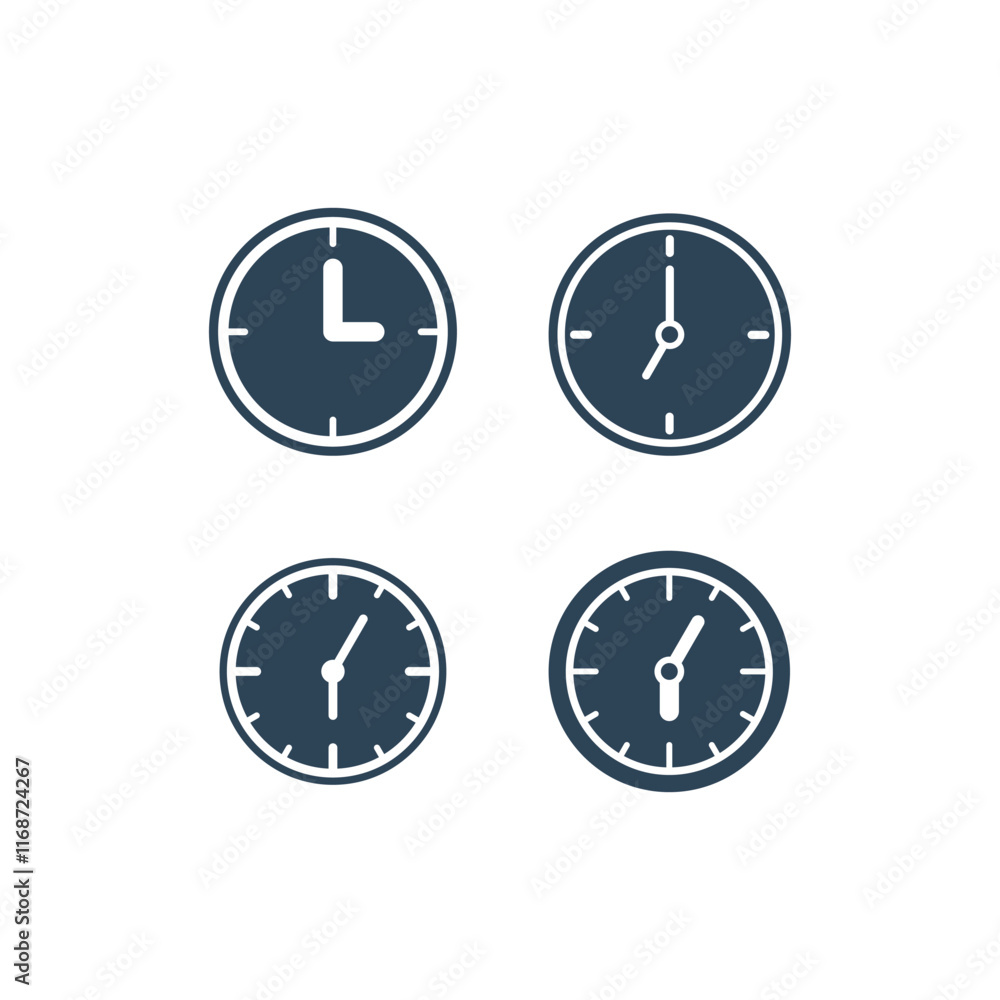 Time and clock icons set. Vector illustration. Time and clock icons set. Vector illustration.
