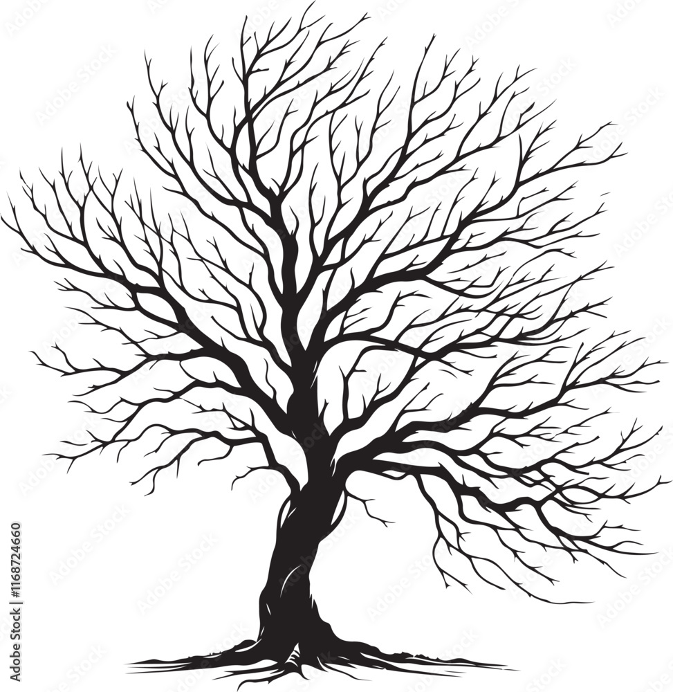 Obraz premium Vector art illustrations of a leafless tree silhouette 
