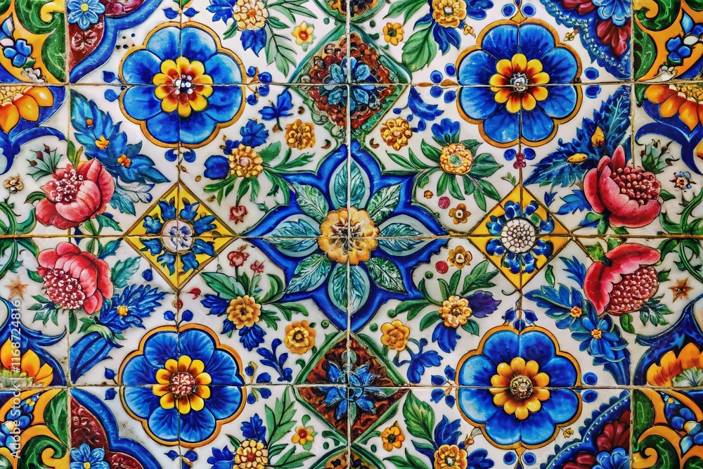 Double Exposure: Decorative Ceramic Tiles & Abstract Floral Design Double Exposure: Decorative Ceramic Tiles & Abstract Floral Design