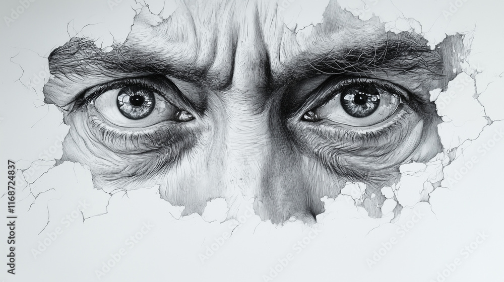 Fototapeta premium Sketch of a man who undergoes depression