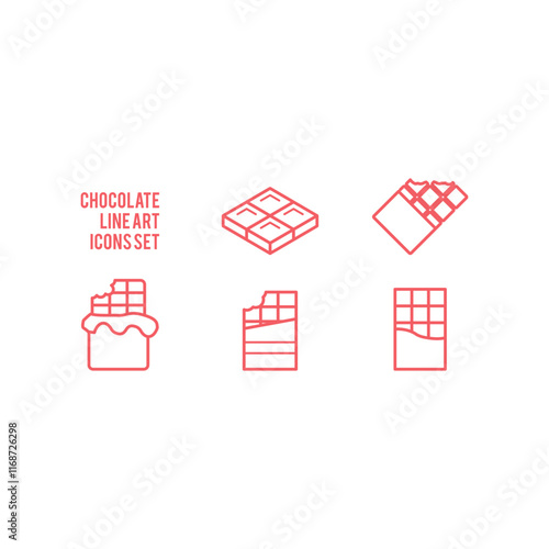 Chocolate icons set, opened chocolate - vector illustration eps10.