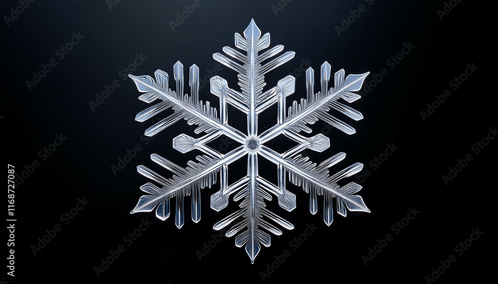 Serene Snowflake Ice on Black Background Serene Snowflake Ice on Black Background