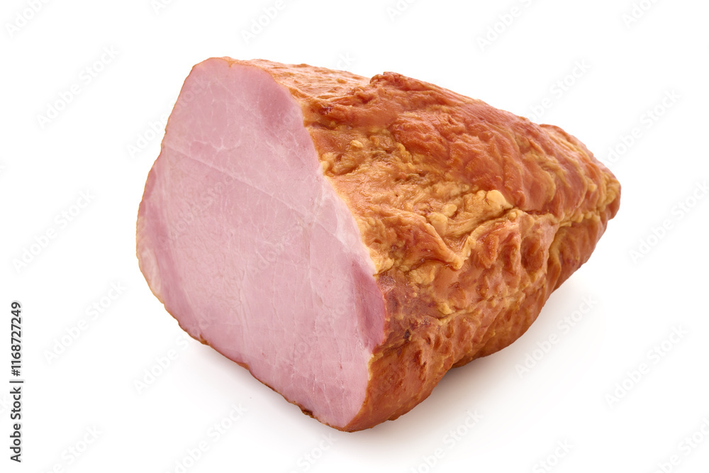 Thinly Sliced Ham, boiled sausage, isolated on white background. Thinly Sliced Ham, boiled sausage, isolated on white background.