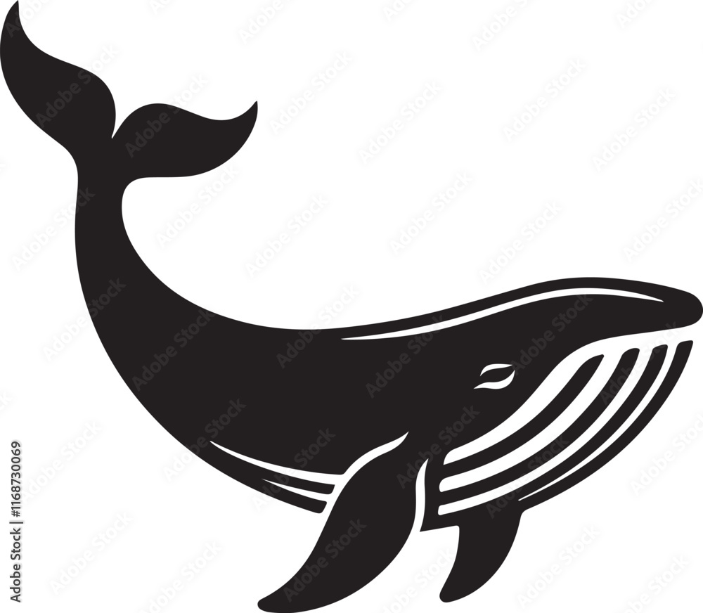 Fototapeta premium Humpback Whale fish silhouette vector illustration