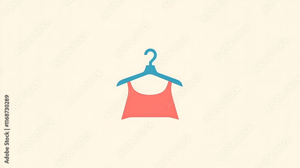 Obraz premium A coral tank top hangs on a blue hanger