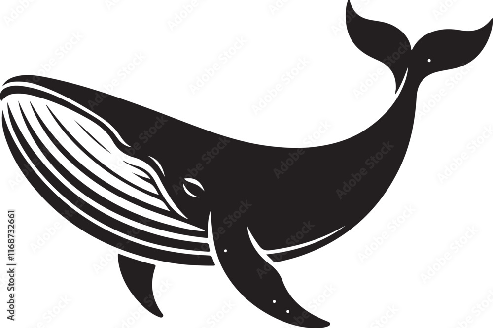 Fototapeta premium Humpback Whale fish silhouette vector illustration