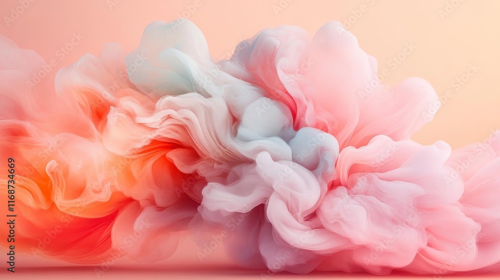 Obraz premium Dreamlike pastel fluid swirls dance gracefully, creating a serene and ethereal atmosphere.