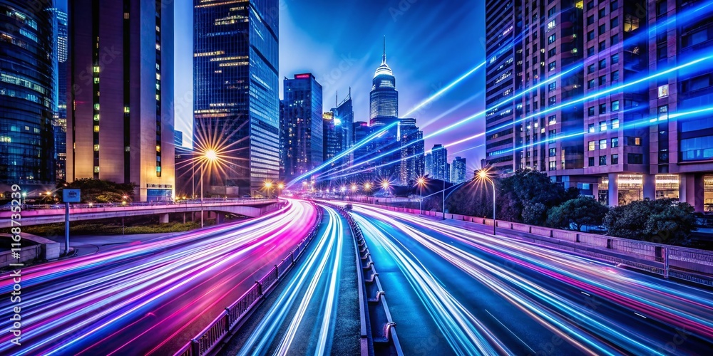 Fototapeta premium Dynamic Light Trails at Night, Cityscape, Urban, Long Exposure Photography