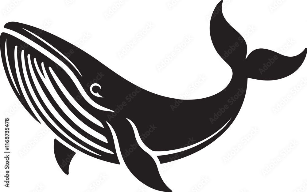 Fototapeta premium Humpback Whale fish silhouette vector illustration