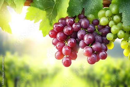 Sun-Kissed Vineyard: A Glorious Display of Juicy Grapes Radiating Natural Beauty and Freshness