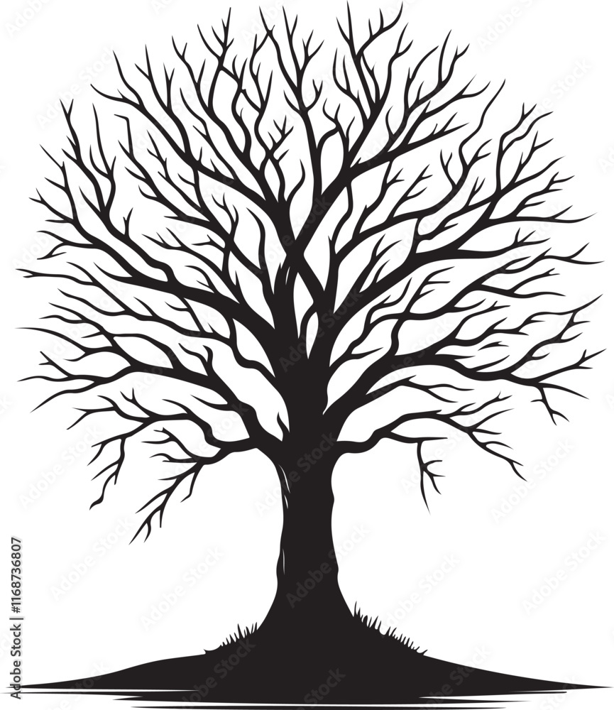 Obraz premium Vector art illustrations of a leafless tree silhouette 