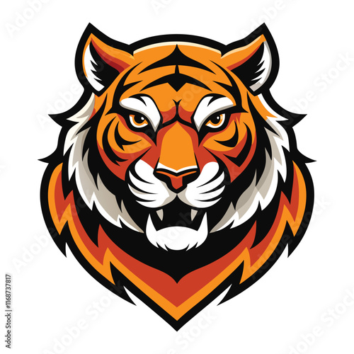 Black silhouette of a fierce tiger head vector illustration, symbolizing power and wildlife photo