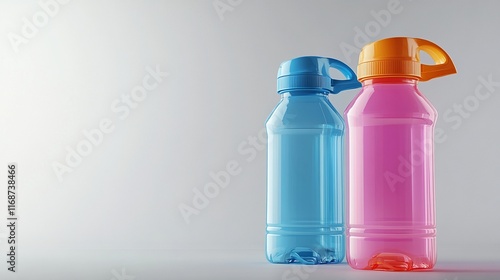 Portable plastic sports bottle with a fliptop lid photo