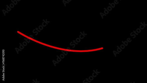 Red hand drawn brush stroke underline animation set with alpha channel