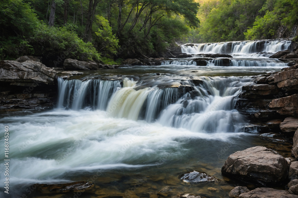 Fototapeta premium powerful waterfall cascading down a rocky cliff