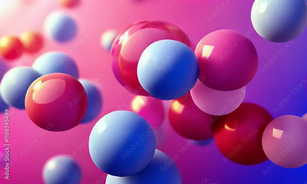 Abstract Colorful Floating Spheres: A vibrant digital art piece featuring glossy spheres in pink, blue, and purple hues, creating a dynamic and playful composition. Abstract Colorful Floating Spheres: A vibrant digital art piece featuring glossy spheres in pink, blue, and purple hues, creating a dynamic and playful composition.