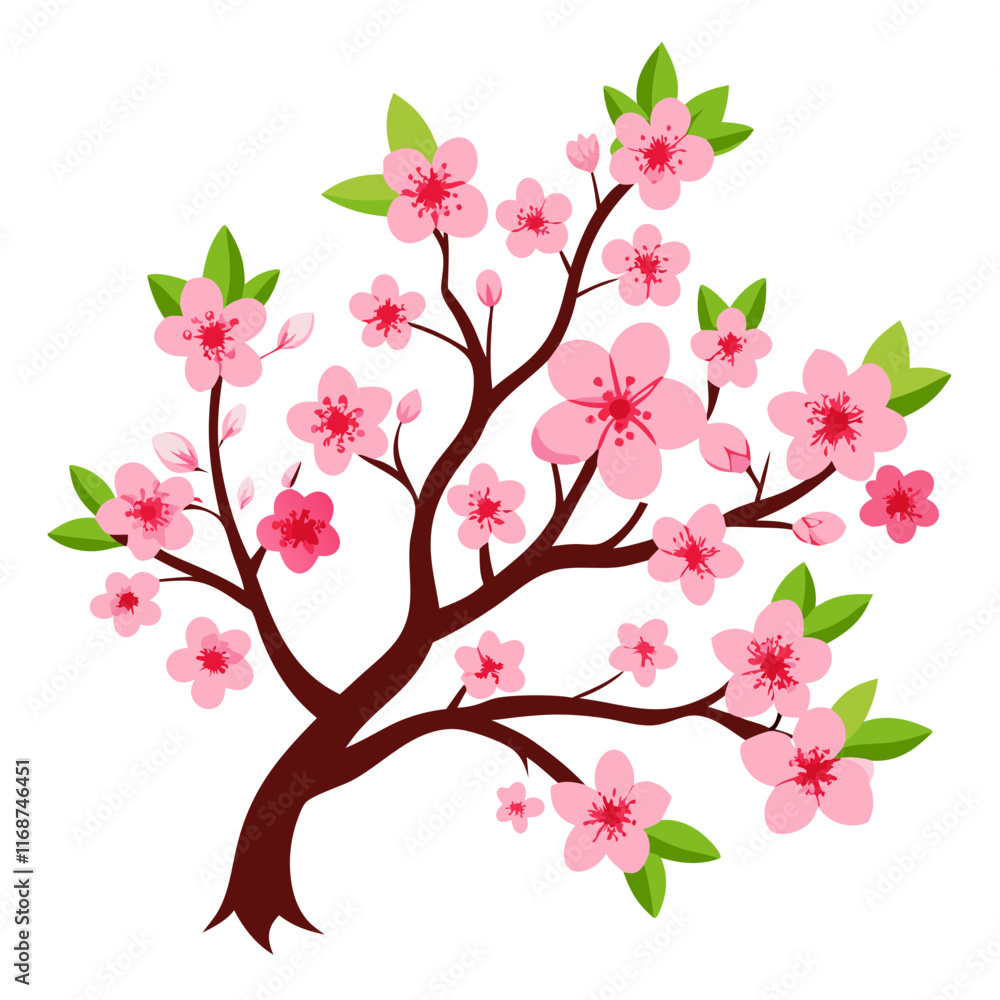 Fototapeta premium cherry blossom illustration on white background.