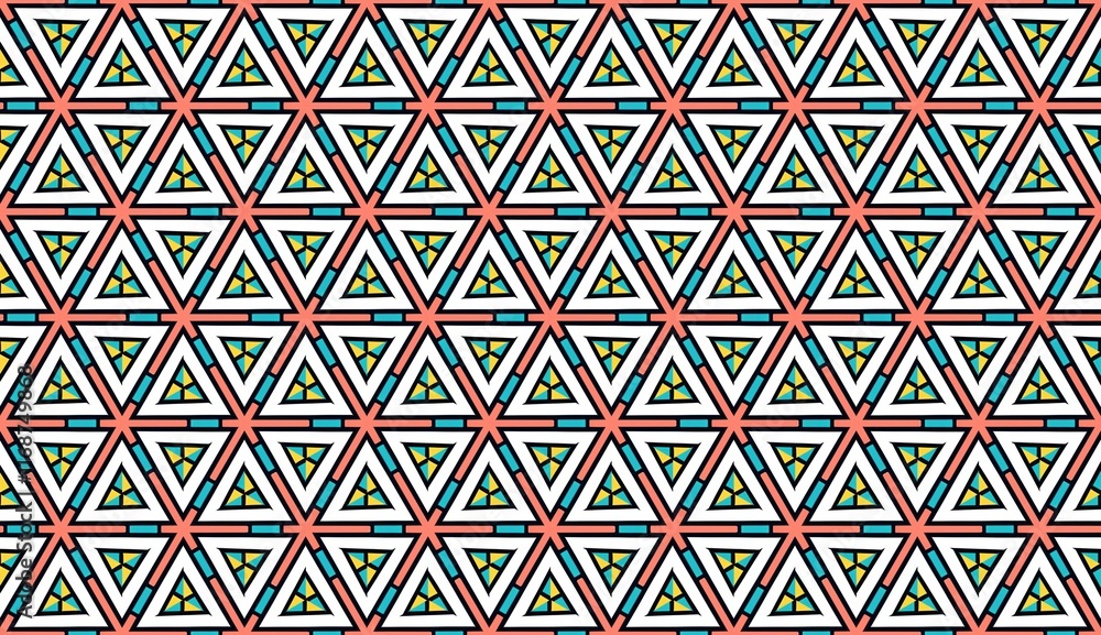 Seamless Geometric Triangle Pattern in Pastel Colors.