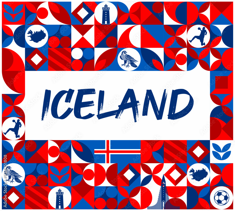 Iceland national day banner design. Icelandic flag theme web background Iceland national day banner design. Icelandic flag theme web background