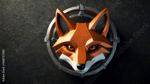 Stylized fox head sculpture with a metallic finish, exuding modern elegance