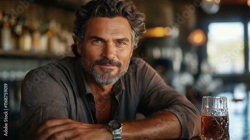 Wallpaper Mural Man in His 40s Sitting Alone at a Bar, Enjoying a Drink in a Quiet Setting

 Torontodigital.ca