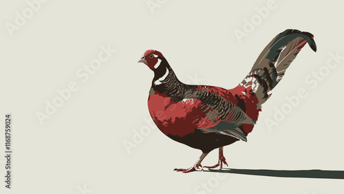 Colorful Illustration of a Pheasant Bird with Detailed Feather Design