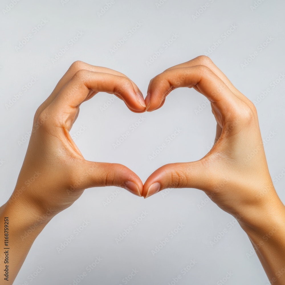 Obraz premium Hands forming heart shape celebrating love minimalist background emotional connection