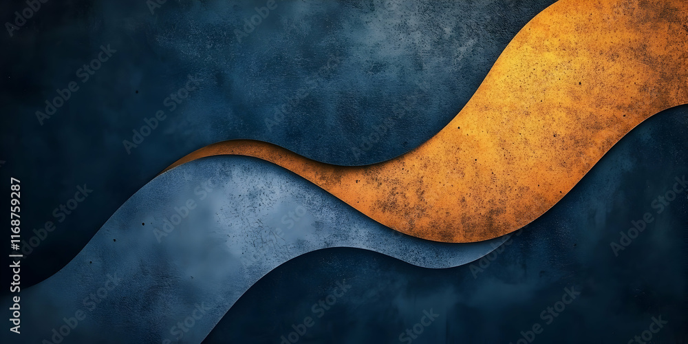 Abstract Blue Gold Wave Background Illustration Abstract Blue Gold Wave Background Illustration