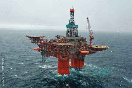 Oil platform at sea in cloudy weather photo