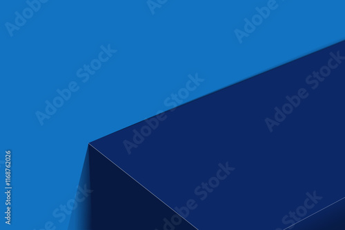 The corner of the blue table with light shining down, Blank blue product studio background, stage, podium for presentation vector illustration design for display cosmetic or beauty product.