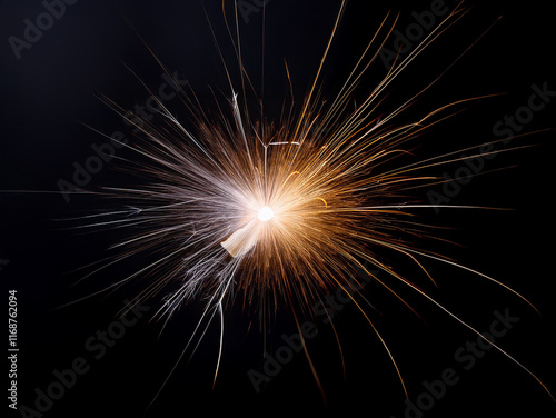 Wallpaper Mural A vibrant sparkler bursts against a dark background, radiating bright light and fiery trails.  Its brilliance illuminates the night with a dazzling display of energy. Torontodigital.ca